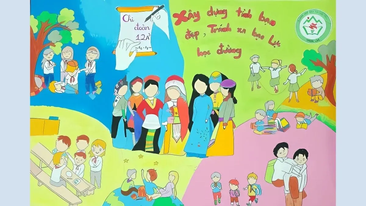 Mẫu vẽ tranh bạo lực học đường ý nghĩa