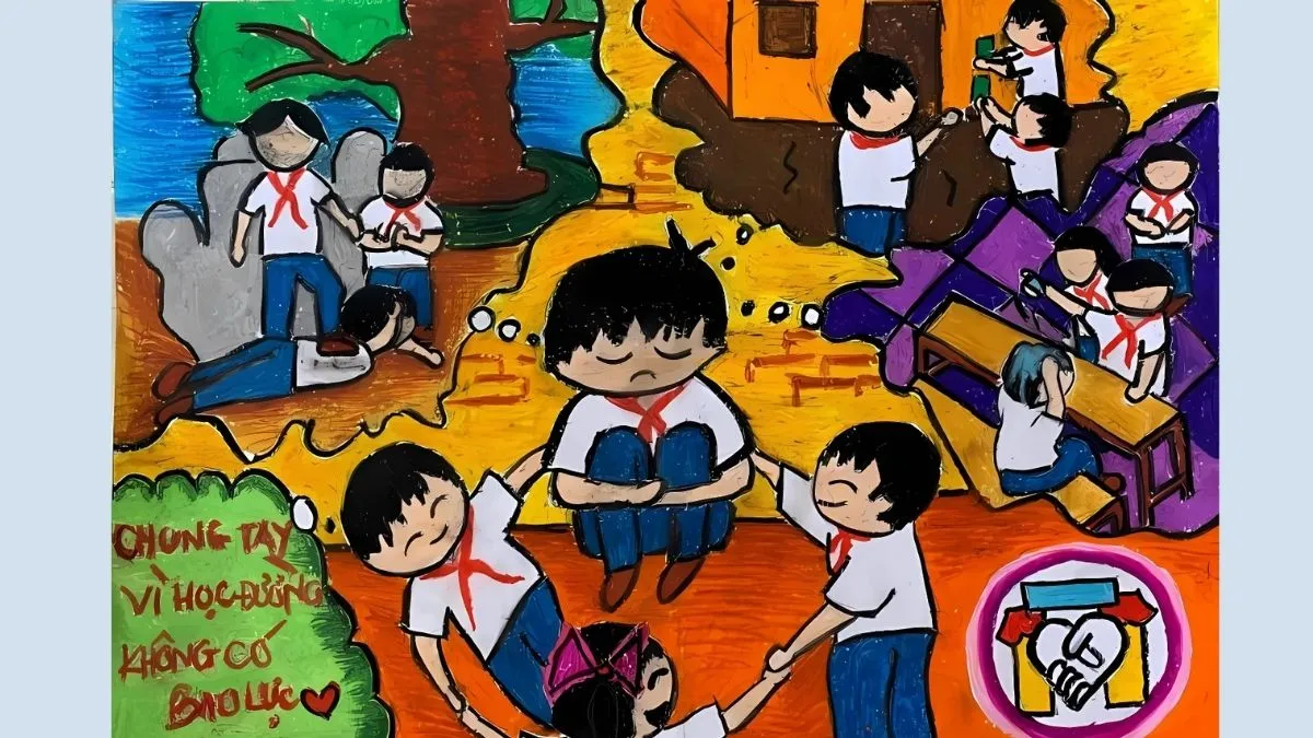 Mẫu vẽ tranh bạo lực học đường ý nghĩa