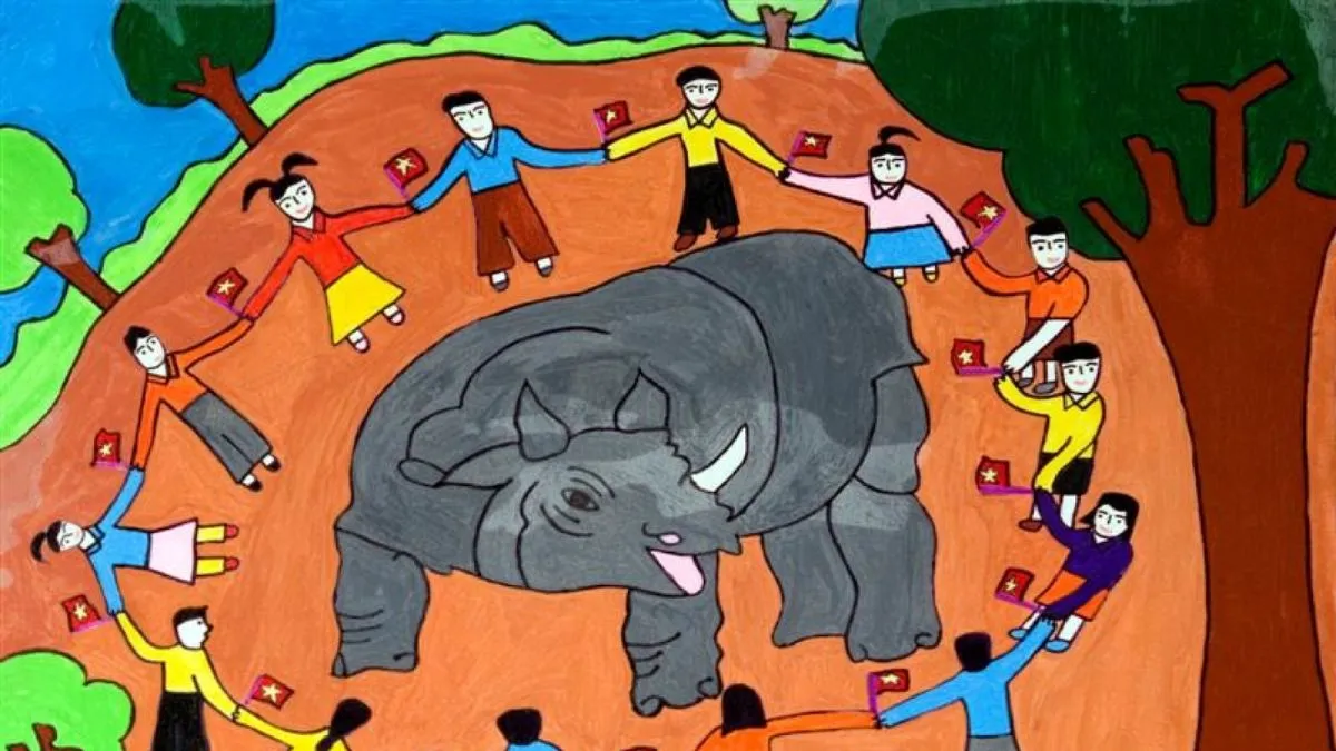 Vẽ tranh bảo vệ môi trường đẹp nhất về chủ đề bảo vệ tê giác