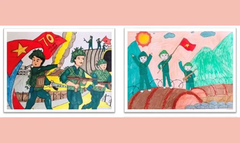 Bức tranh thể hiện không gian chiến đấu trên không