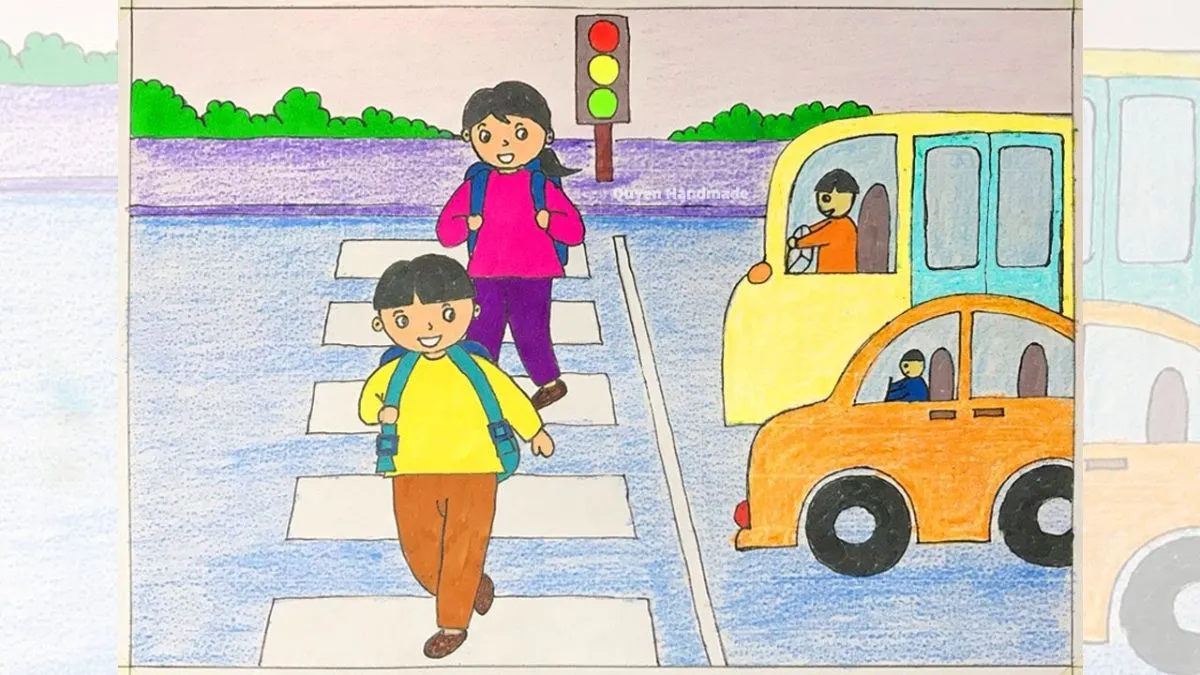 Tranh mẫu chủ đề an toàn giao thông