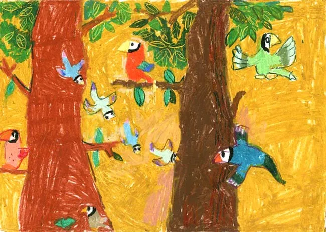 Tranh vẽ đàn chim - em Hoàng Ngọc Nhi