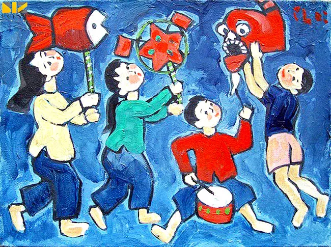 Tranh vẽ ngày tết trung thu - em Hoàng Long lớp 9