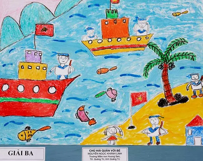 Tranh vẽ chú hải quân với bé - Nguyễn Ngọc Khánh Linh , Quảng Trị