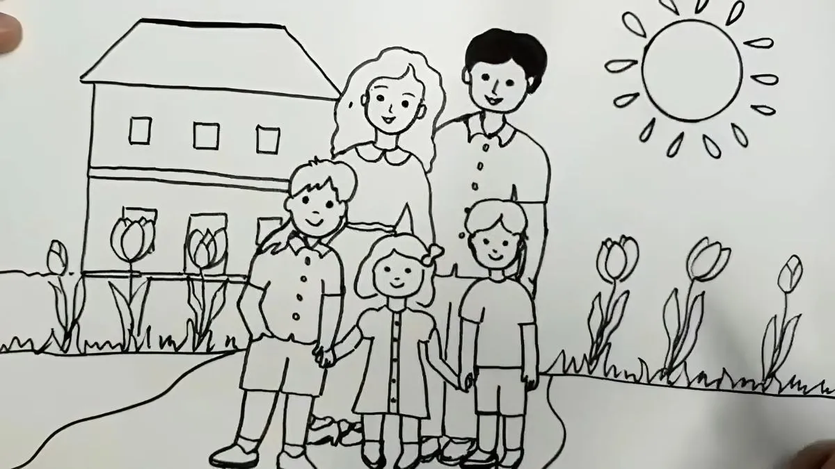 Vẽ chi tiết từng thành viên và cảnh vật xung quanh