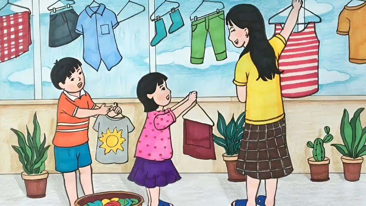 Tranh mẫu 6: vẽ tranh gia đình đơn giản