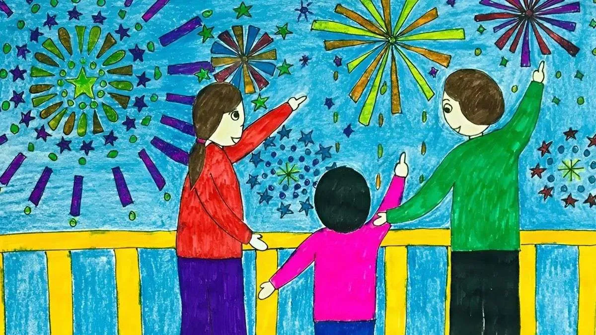 Tranh mẫu 7: vẽ tranh gia đình đơn giản