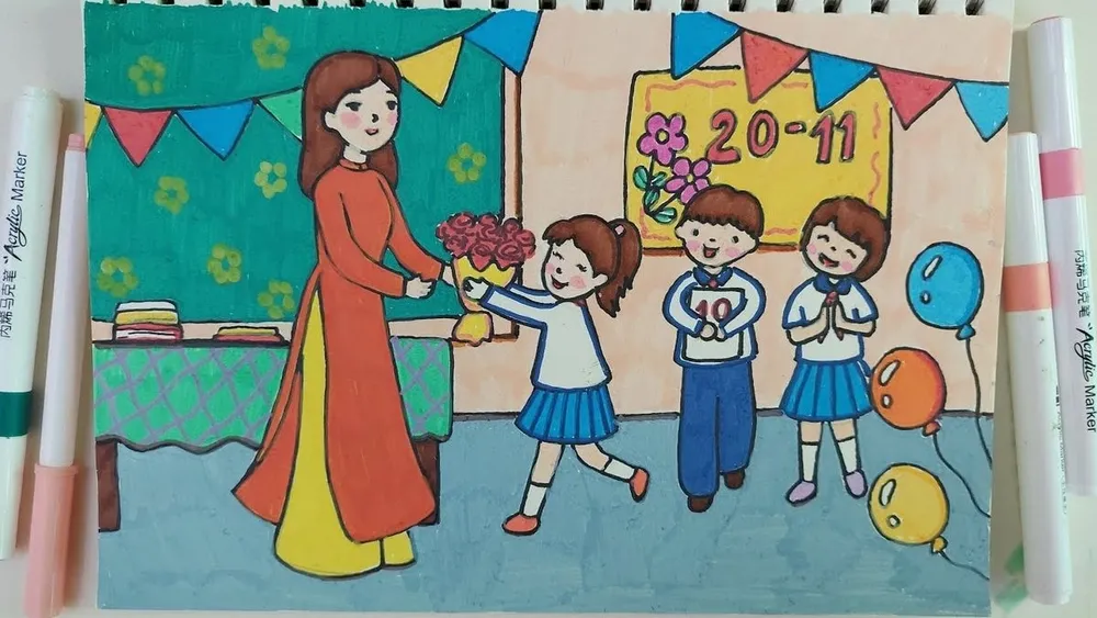 Vẽ tranh giáo viên cho học sinh thực hiện trong các tiết mỹ thuật