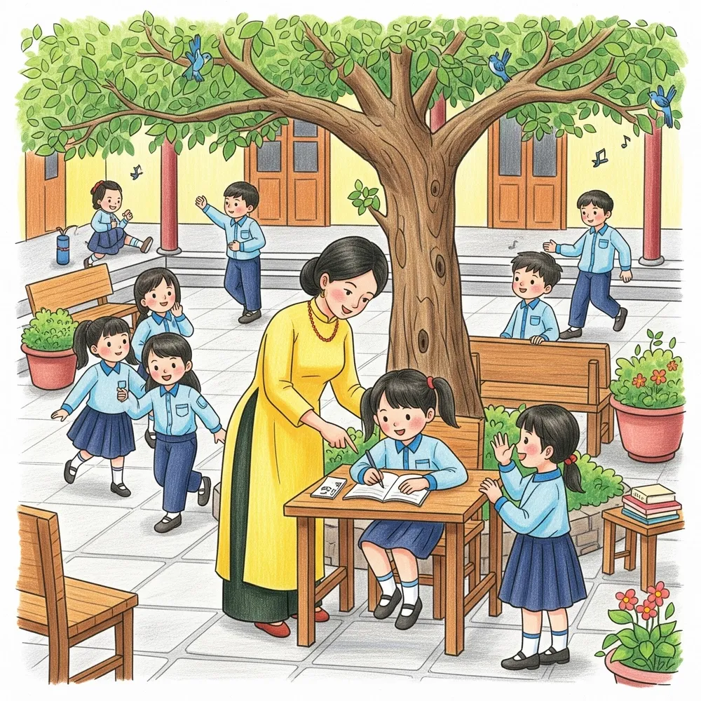 Vẽ tranh giáo viên chủ đề học tập và rèn luyện đạo đức