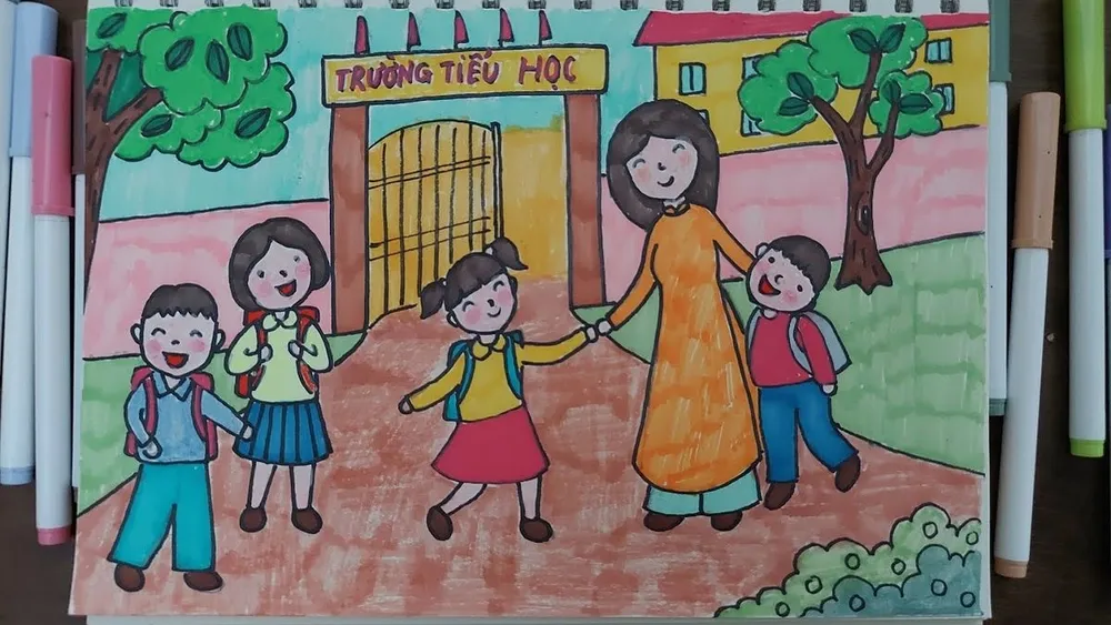 Vẽ tranh giáo viên đẹp đơn giản nhưng vô cùng cuốn hút