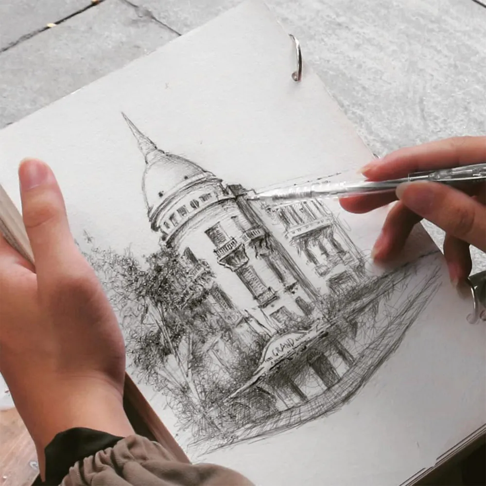 Ký họa người với kỹ thuật nét và mảng