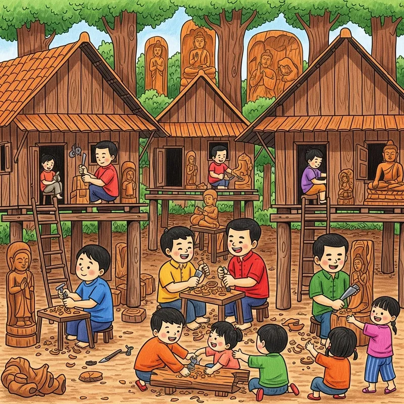 Vẽ tranh làng nghề truyền thống đơn giản cho thiếu nhi sáng tạo