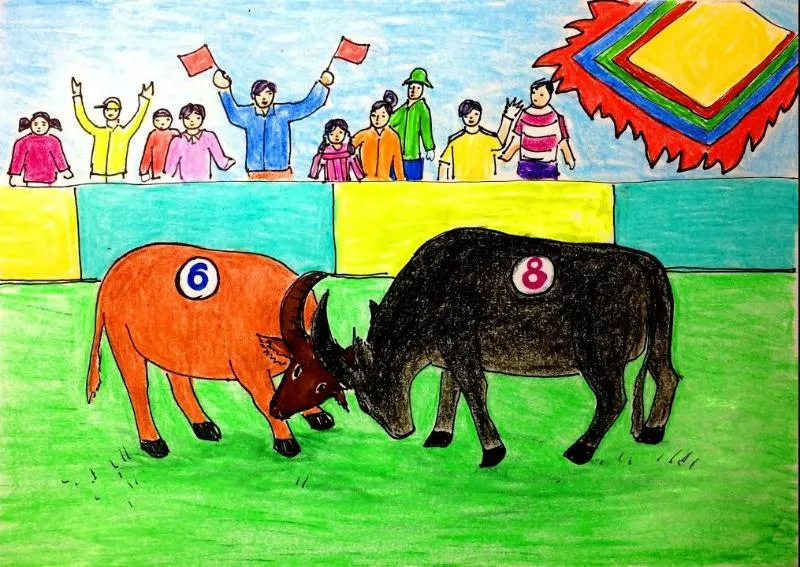 ve tranh le hoi choi trau trau trang va trau den giao chien nguoi danh trong co vu