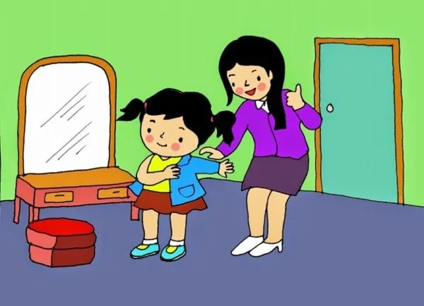 Vẽ tranh mẹ mặc áo cho con