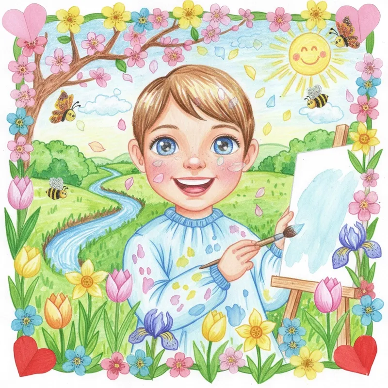 Vẽ tranh mùa xuân của em đơn giản giúp các bé làm quen với hội họa