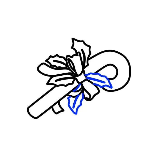 Vẽ tranh ngày giáng sinh: Chi tiết các lá trang trí cho thanh kẹo