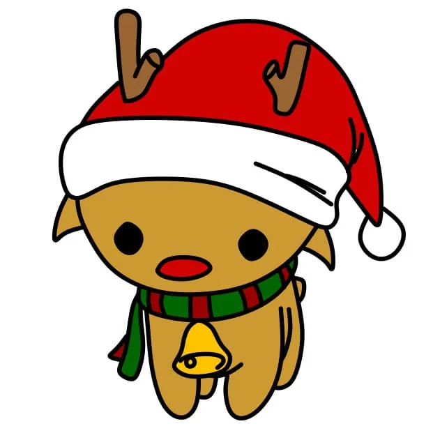 Vẽ tranh ngày giáng sinh: Kết quả hoàn thiện của chú tuần lộc mũi đỏ