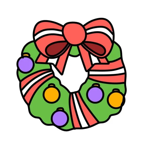 Vẽ tranh ngày giáng sinh: Kết quả hoàn thiện của vòng hoa nguyệt quế