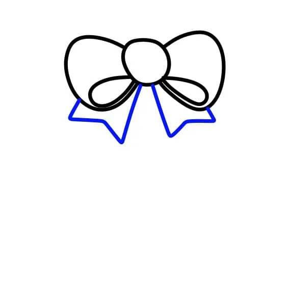 Vẽ tranh ngày giáng sinh: Làm rõ các đường nét của chiếc nơ trang trí