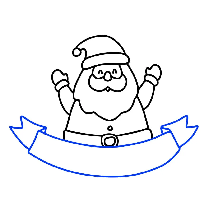 Vẽ tranh ngày giáng sinh: Phác thảo dải băng rôn phía dưới chân ông