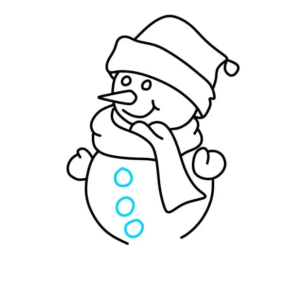 Vẽ tranh ngày giáng sinh: Thêm hàng khuy áo đen trên thân người tuyết