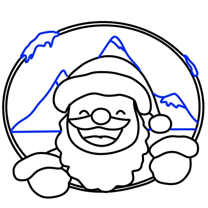 Vẽ tranh ngày giáng sinh: Vẽ bối cảnh núi tuyết và tuyết đọng trên cửa