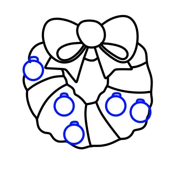 Vẽ tranh ngày giáng sinh: Vẽ dây đèn led trang trí xung quanh vòng hoa