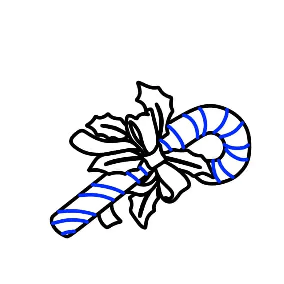 Vẽ tranh ngày giáng sinh: Vẽ đường vân xoắn đặc trưng cho thanh kẹo