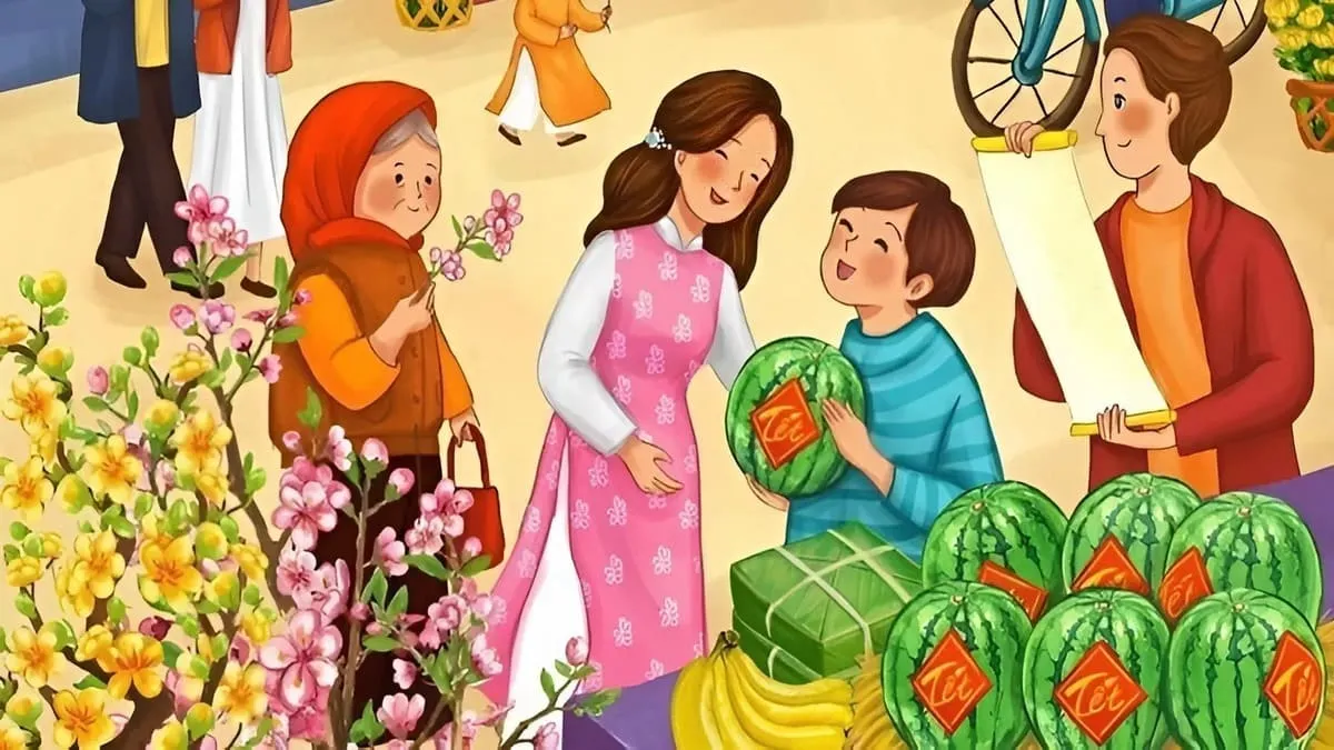 Mãu Vẽ tranh ngày Tết quê em
