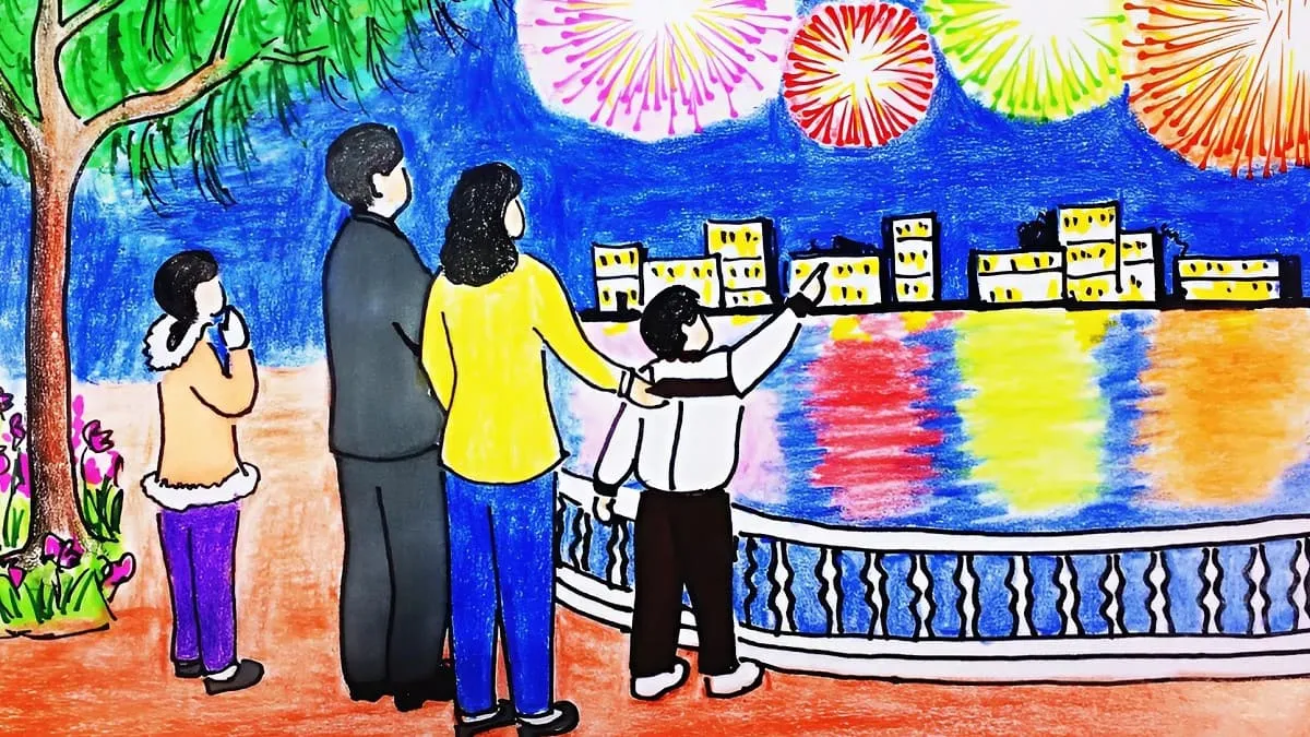 Mẫu vẽ tranh ngày Tết học sinh hay nhất