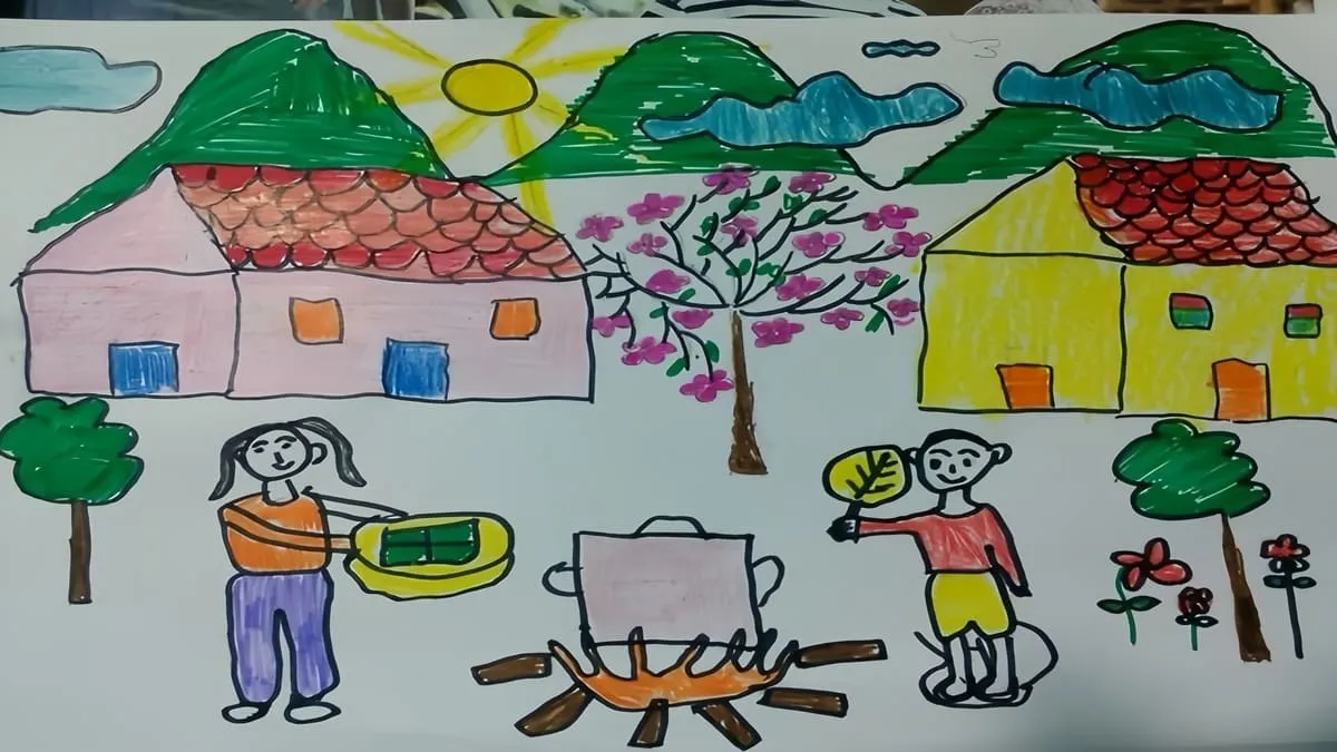 Mẫu vẽ tranh ngày Tết học sinh vẽ