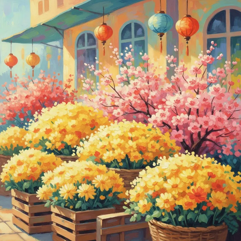 Vẽ tranh ngày tết và mùa xuân tươi vui với những khuôn mặt rạng rỡ