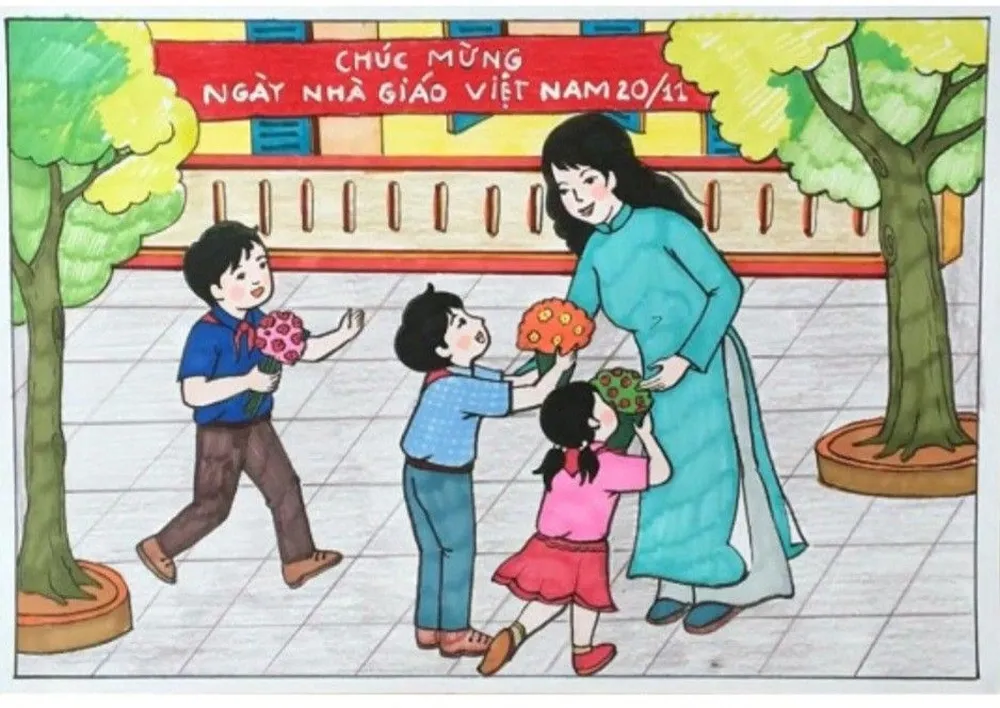 Vẽ tranh nghề nghiệp cô giáo sáng tạo và đầy bất ngờ