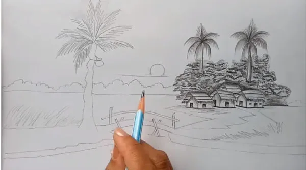 Vẽ tranh phong cảnh mùa thu bằng bút chì