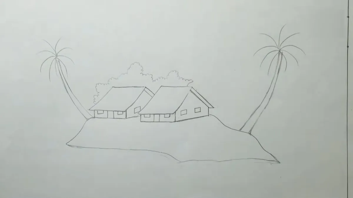 Phác thảo hình dạng núi với các đỉnh cao thấp khác nhau