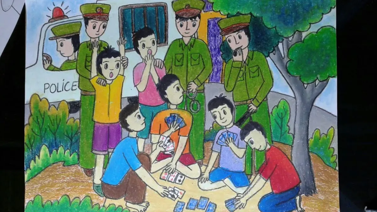Vẽ tranh phòng chống tệ nạn xã hội chủ đề cờ bạc