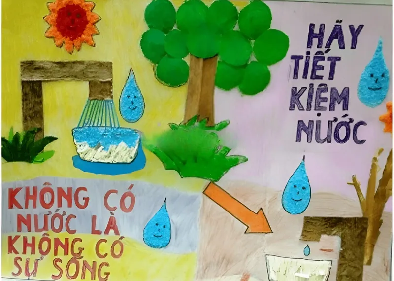 vẽ tranh tiết kiệm nước truyền tải thông điệp bảo vệ nguồn nước