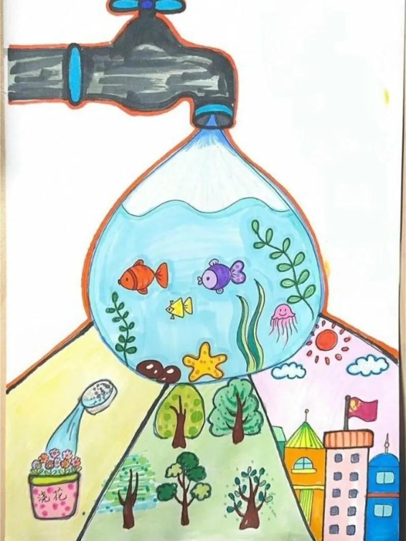 vẽ tranh tiết kiệm nước phản ánh ô nhiễm nguồn nước