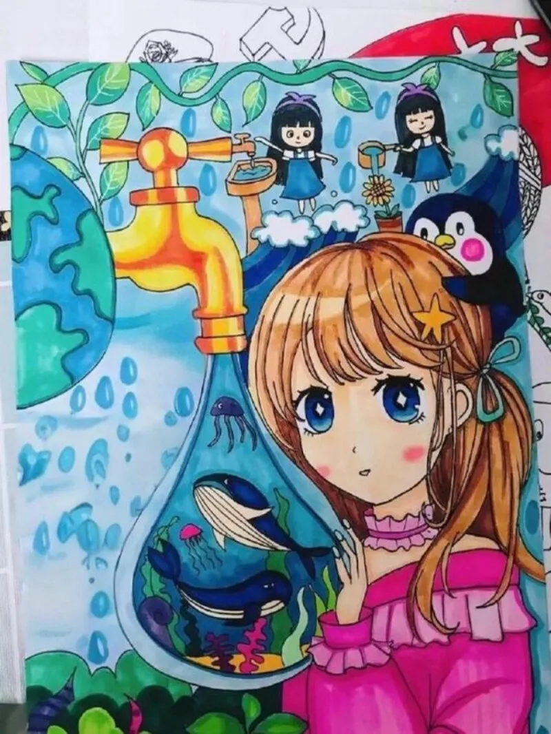 tranh tiết kiệm nước cảnh báo hậu quả lãng phí nước