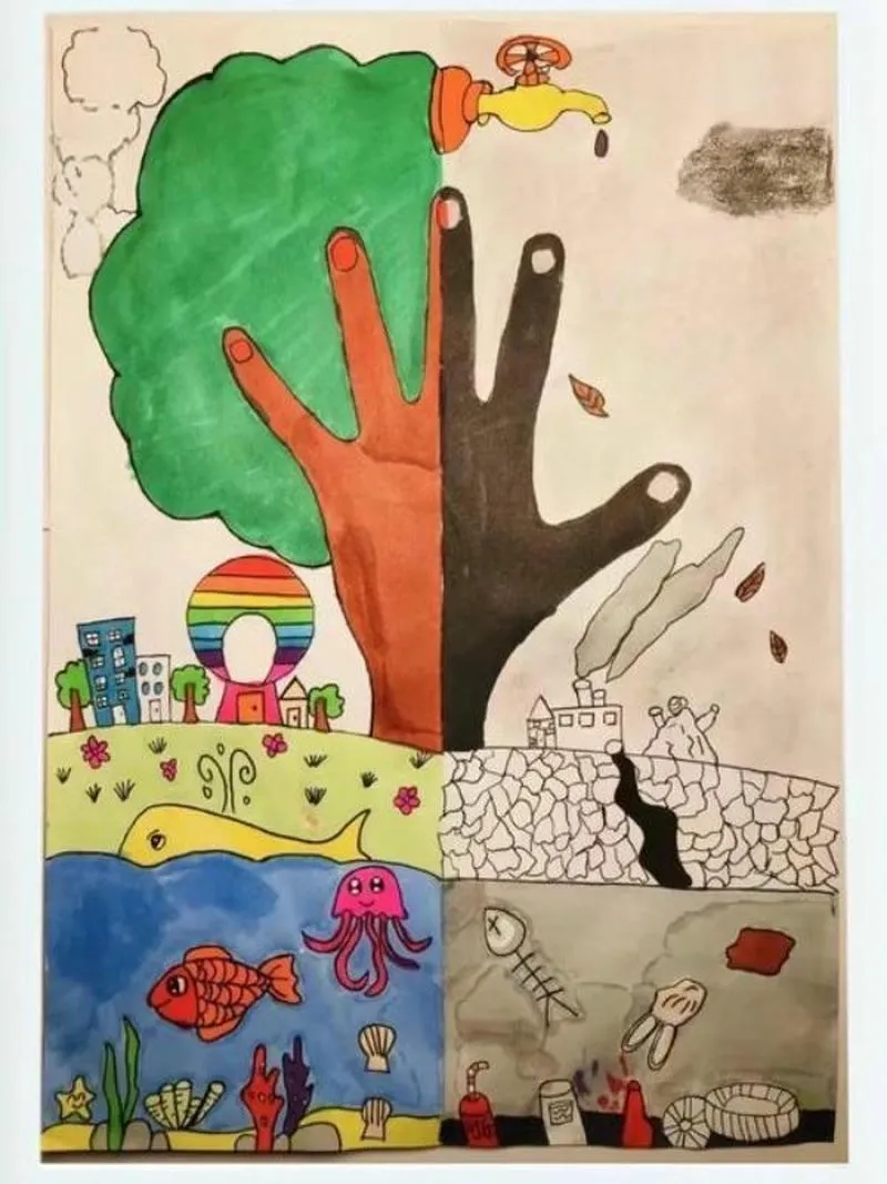 tranh giáo dục học sinh về bảo vệ tài nguyên nước