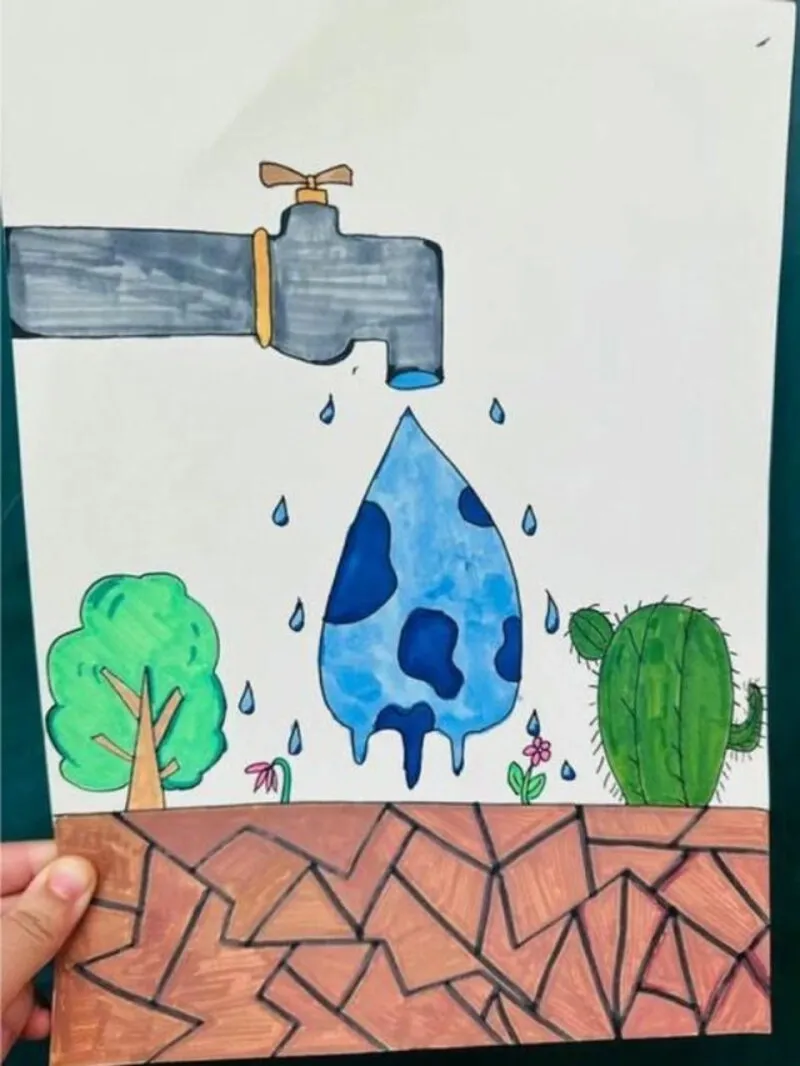 vẽ tranh đề tài tiết kiệm nước