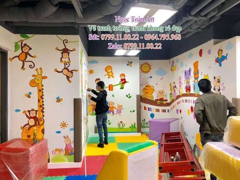 Dịch vụ vẽ tranh tường, vẽ tranh tường mầm non, vẽ tranh tường trung tâm tiếng Anh, vẽ tranh tường tiểu học, vẽ tranh tường phòng học