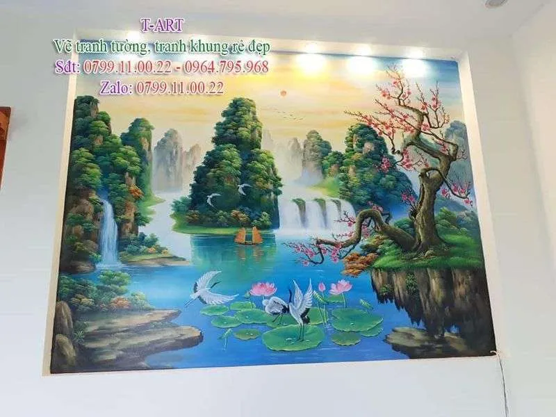 Dịch vụ vẽ tranh tường, vẽ tranh tường phong cảnh, vẽ tranh tường phòng khách, vẽ tranh tường sơn thủy, vẽ tranh tường thuận buồm xuôi gió, vẽ tranh tường phong thủy