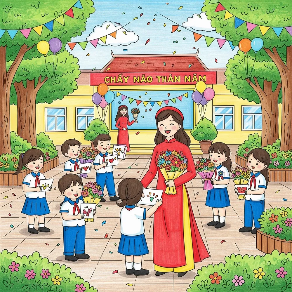 Vẽ tranh về giáo viên truyền cảm hứng học tập mãnh liệt