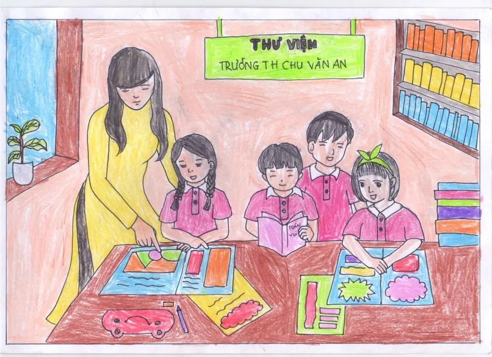 Vẽ tranh về giáo viên ý nghĩa với thông điệp tri ân sâu sắc