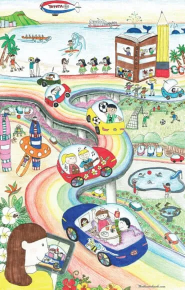 Vẽ tranh ý tưởng trẻ thơ lớp 2: Tưởng tượng về thế giới tương lai