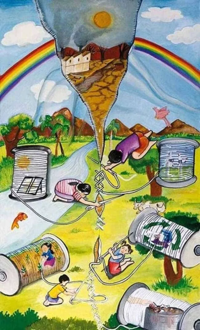 Vẽ tranh ý tưởng trẻ thơ lớp 4 đơn giản