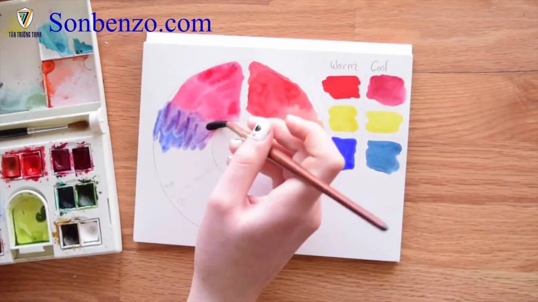 Video hướng dẫn pha màu đỏ mận acrylic