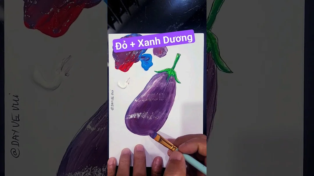 Video hướng dẫn pha màu tím từ đỏ và xanh dương