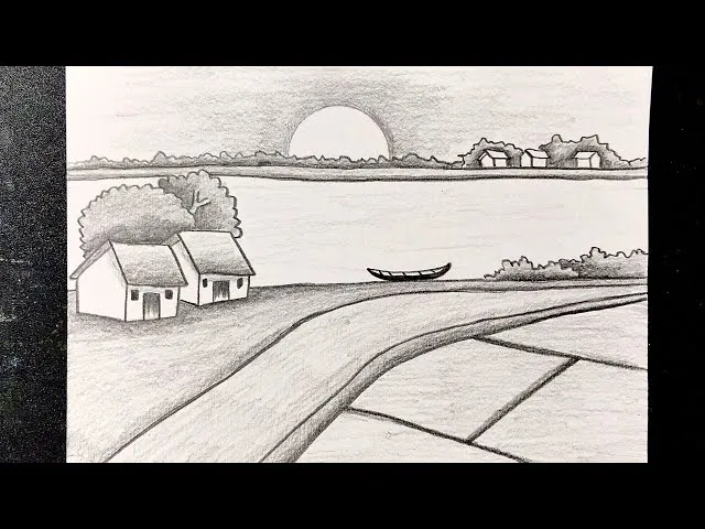 Video hướng dẫn vẽ tranh phong cảnh làng quê cực đơn giản